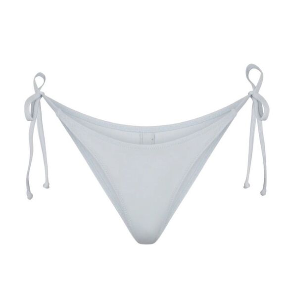 NWT SKIMS Denim Swim Dippy Tie Cheeky Bikini Swim Bottom In Light Blue - Picture 4 of 7